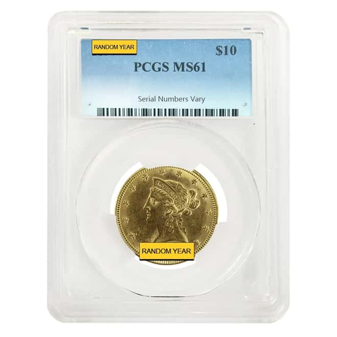$10 Liberty Head Gold Eagle PCGS MS 61 (Random Year)