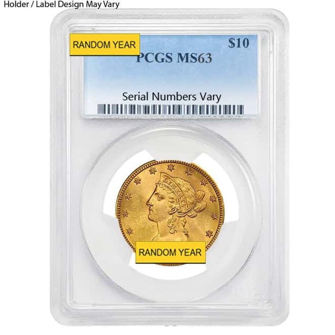 $10 Liberty Head Gold Eagle PCGS MS 63 (Random Year)