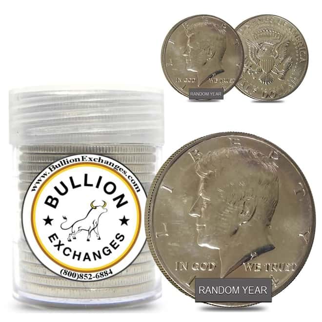 $10 Face Value Kennedy Half Dollars 90% Silver 20-Coin Roll (Random Year, Impaired Proof)
