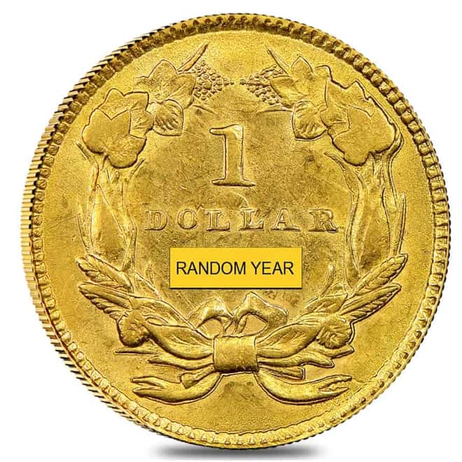 $1 Gold Indian Princess Head Type 3 Cleaned (Random Year, 1856-1889)