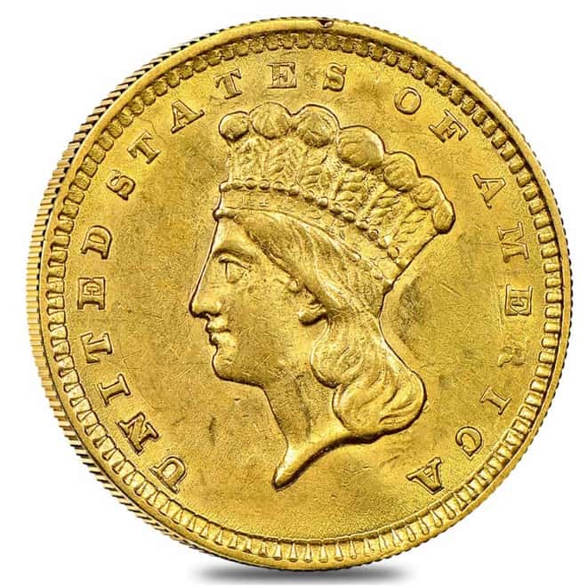 $1 Gold Indian Princess Head Type 3 Cleaned (Random Year, 1856-1889)