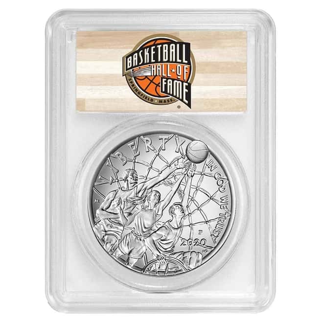 2020 P Basketball Hall of Fame Silver Dollar PCGS MS 69 FS (NHOF Logo Label)