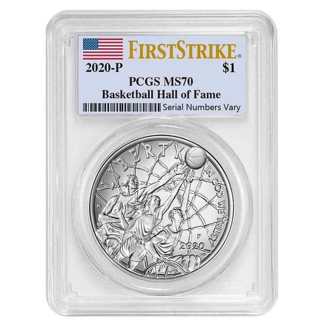 2020 P Basketball Hall of Fame Silver Dollar PCGS MS 70 FS