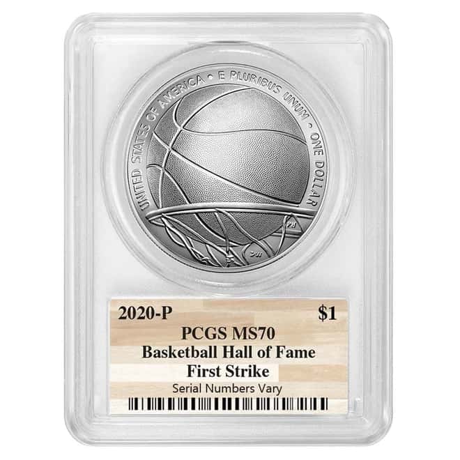 2020 P Basketball Hall of Fame Silver Dollar PCGS MS 70 FS (NHOF Logo Label)