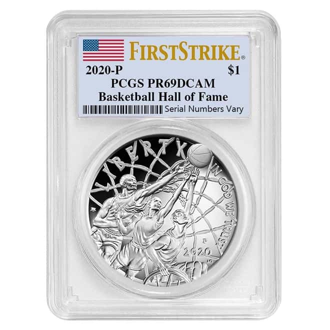 2020 P Basketball Hall of Fame Proof Silver Dollar PCGS PF 69 DCAM FS