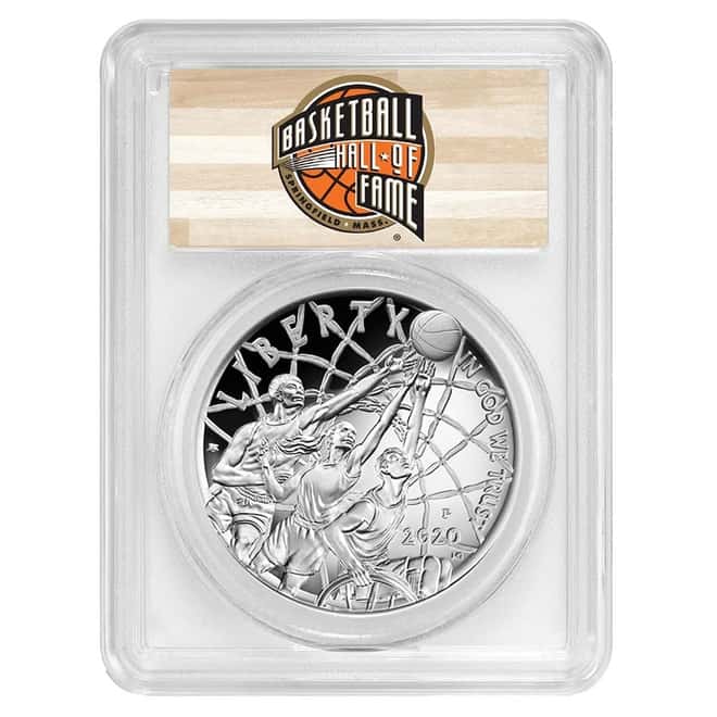 2020 P Basketball Hall of Fame Proof Silver Dollar PCGS PF 70 DCAM FS (NHOF Logo Label)