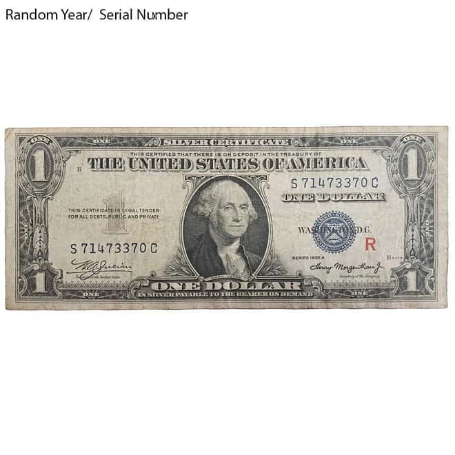 $1 Silver Certificate Currency Note Red R Avg Circ (Random Year)