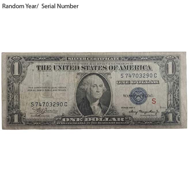 $1 Silver Certificate Currency Note Red S Avg Circ (Random Year)