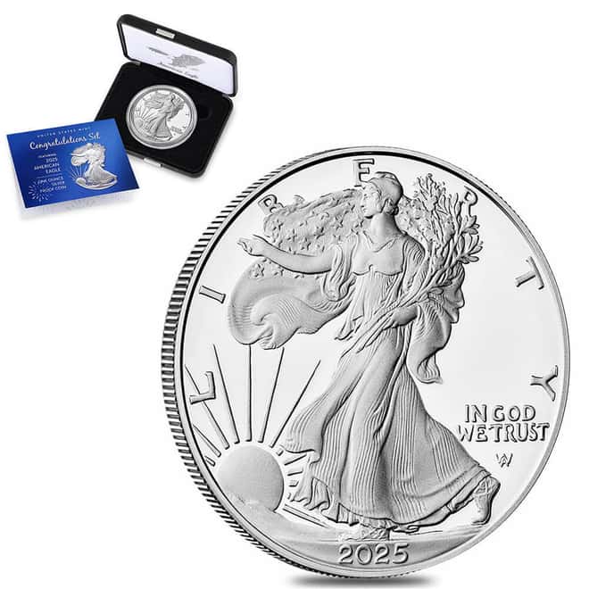 2025-W 1 oz Proof Silver American Eagle Congratulations Set (w/Box & COA)