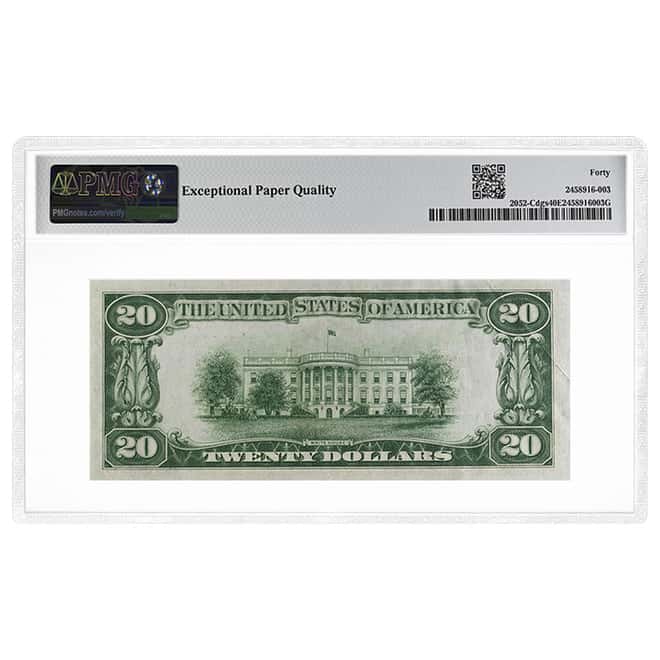 1928 B $20 Federal Reserve Note Philadelphia PMG XF 40 EPQ