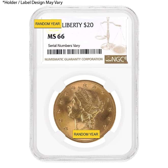 $20 Gold Double Eagle Liberty Head NGC MS 66 (Random Year)