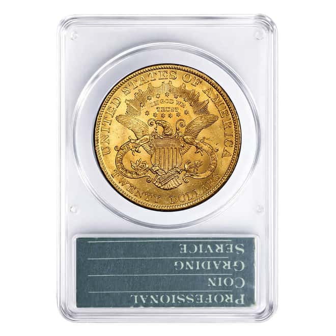 $20 Gold Double Eagle Liberty Head PCGS MS 63 Rattler Holder (Random Year)