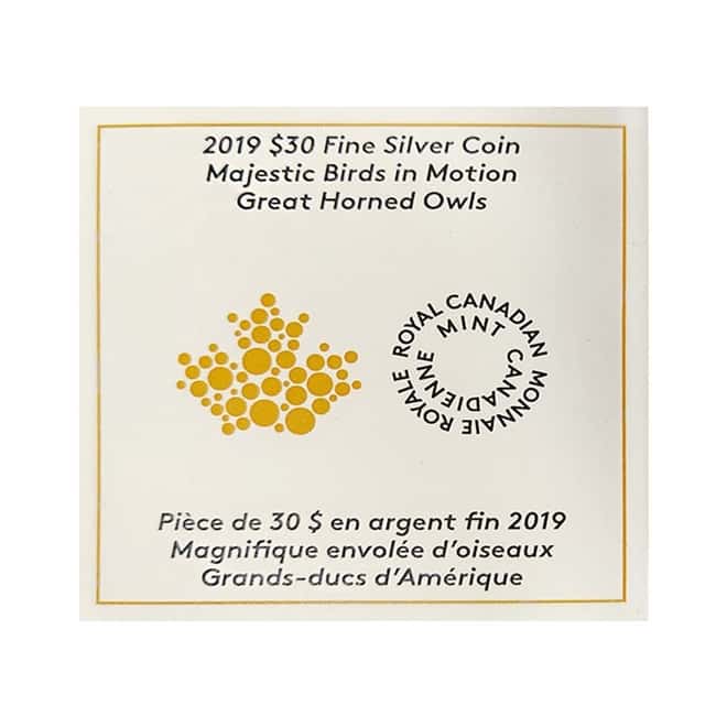 2019 2 oz Silver Canada Great Horned Owls - Majestic Birds in Motion Hologram Coin (w/Box & COA)