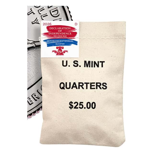$25 Face Value Bag 2026-D Declaration of Independence Semiquincentennial Quarter 25C (100 Coins)