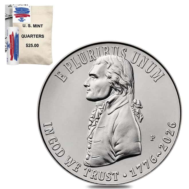 $25 Face Value Bag 2026-P Declaration of Independence Semiquincentennial Quarter 25C (100 Coins)