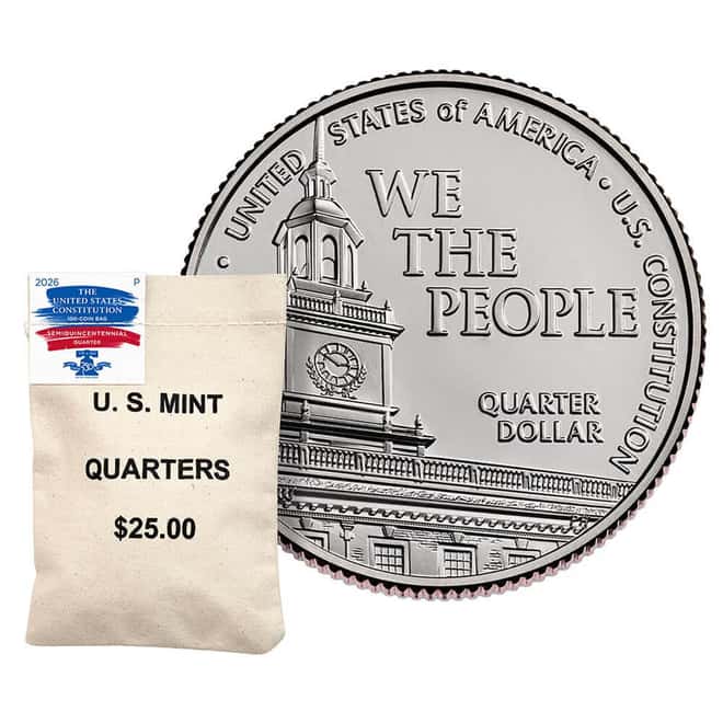 $25 Face Value Bag 2026-P U.S. Constitution Semiquincentennial Quarter 25C (100 Coins)
