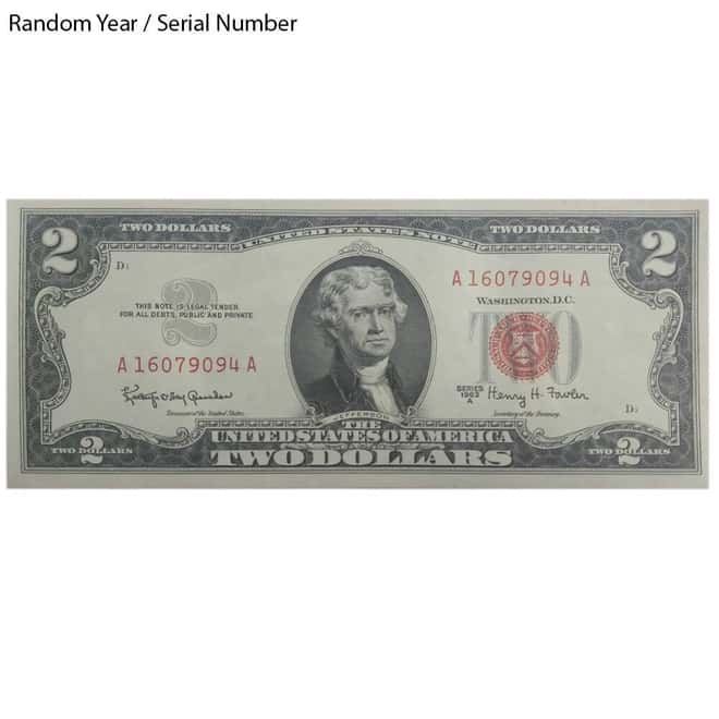 $2 Bill Legal Tender Currency Note Red Seal AU/CU (Random Year)
