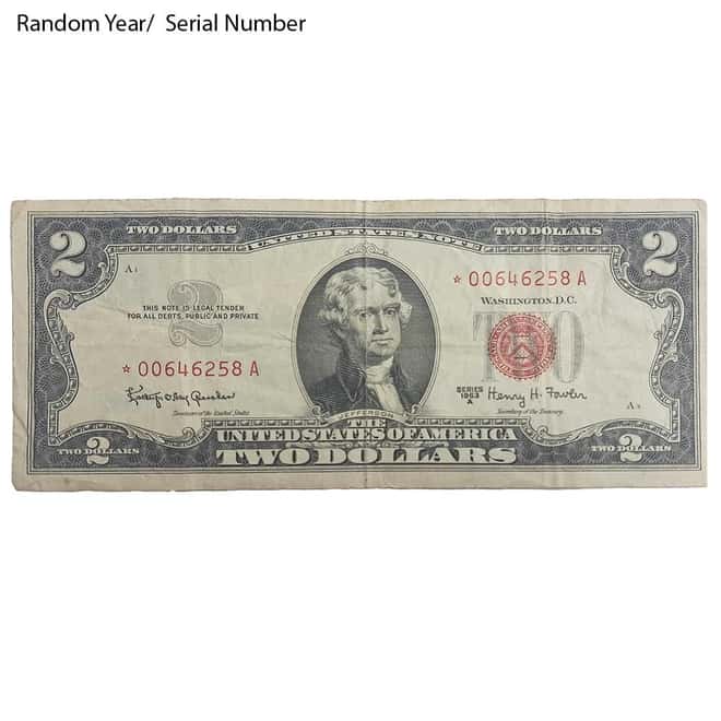$2 Bill Legal Tender Currency Star Note Red Seal Avg Circ (Random Year)
