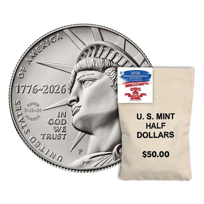 $50 Face Value Bag 2026-P 9/11 Enduring Liberty Half Dollar $0.50 Coin (100 Coins)
