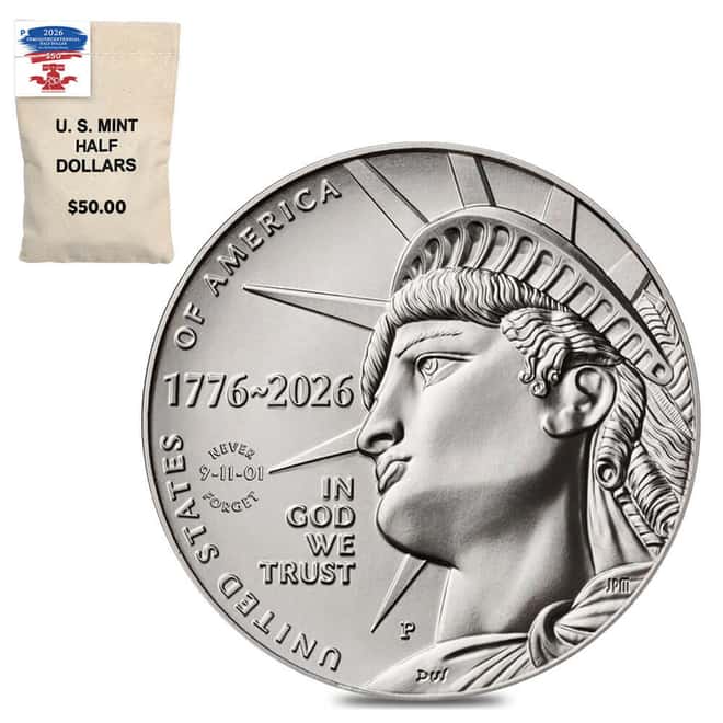 $50 Face Value Bag 2026-P 9/11 Enduring Liberty Half Dollar $0.50 Coin (100 Coins)