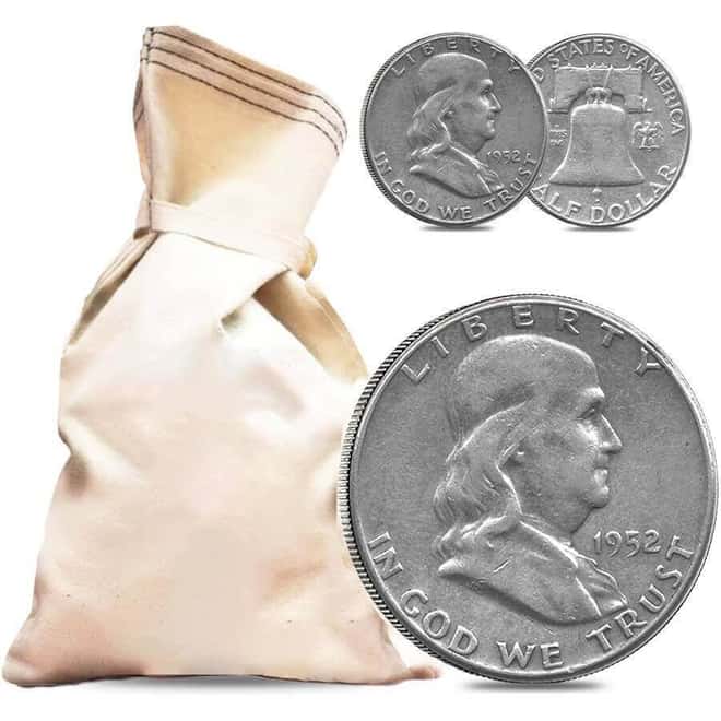 $500 Face Value Bag - 1000 Coins - 90% Silver Franklin Half Dollars 50c (Circulated)
