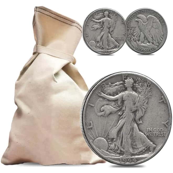 $500 Face Value Bag - 1000 Coins - 90% Silver Walking Liberty Half Dollars 50c (Circulated)