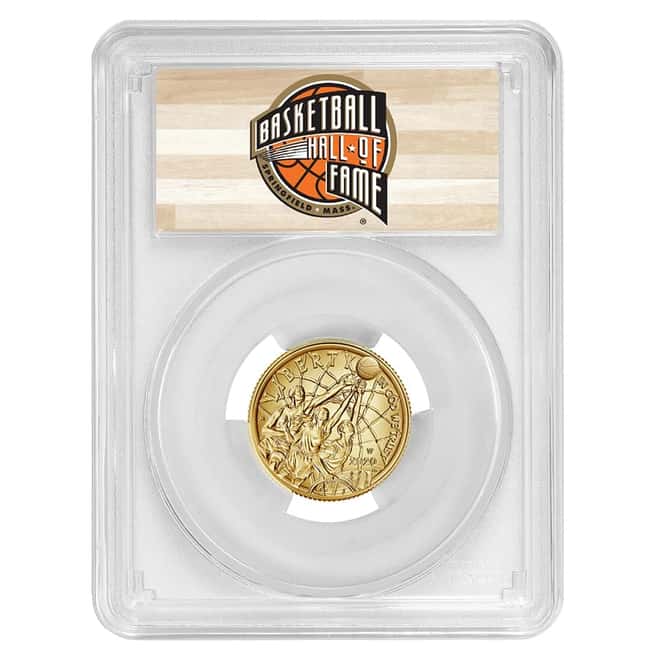 2020 W $5 Gold Basketball Hall of Fame Coin PCGS MS 69 FS (NHOF Logo Label)
