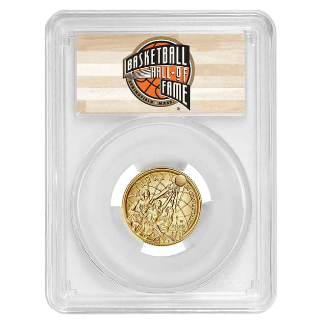 2020 W $5 Gold Basketball Hall of Fame Coin PCGS MS 70 FS (NHOF Logo Label)