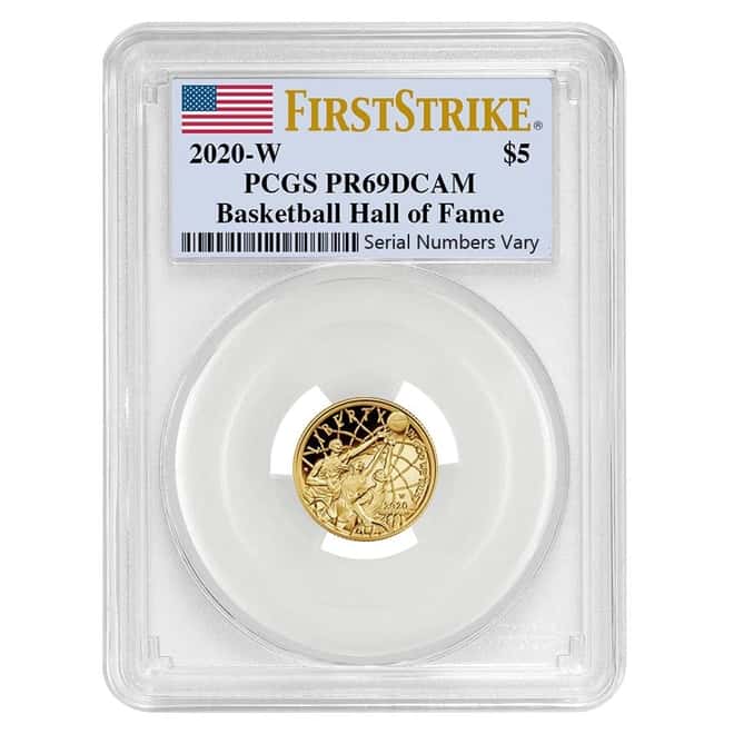 2020 W $5 Gold Basketball Hall of Fame Proof Coin PCGS PF 69 DCAM FS