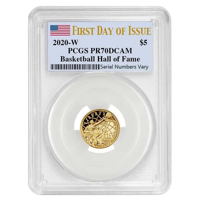 2020 W $5 Gold Basketball Hall of Fame Proof Coin PCGS PF 70 DCAM FDOI