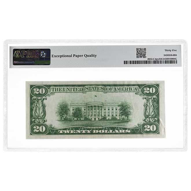1928 B $20 Federal Reserve Note Philadelphia PMG VF 35 EPQ
