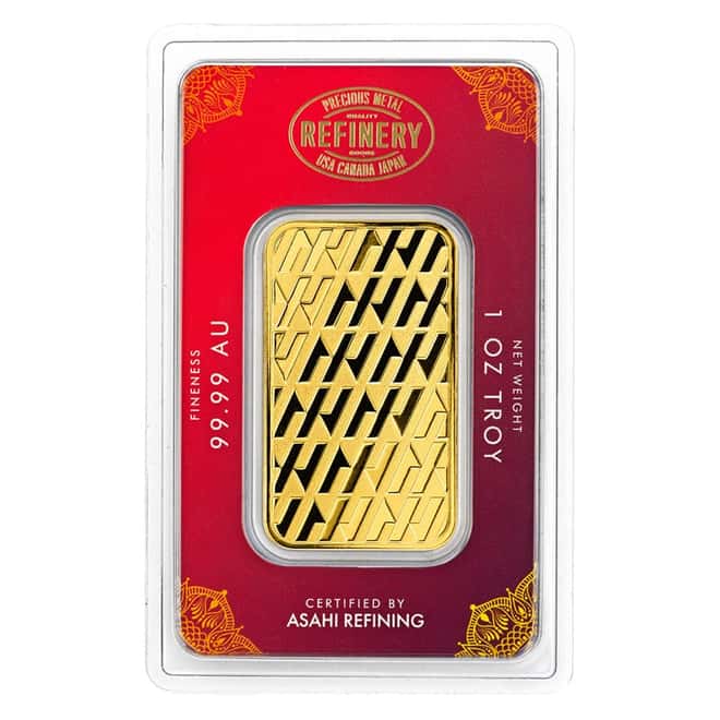 1 oz Asahi Diwali Gold Bar .9999 Fine (in Assay)
