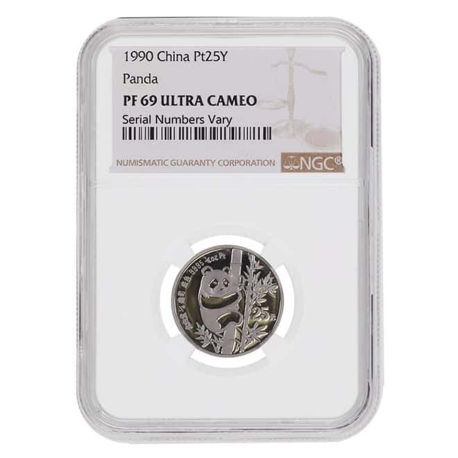 1990 1/4 oz Chinese Proof Platinum Panda 25 Yuan NGC PF 69 UCAM