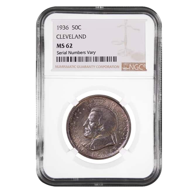 1936 Cleveland Half Dollar 90% Silver Commem NGC MS 62