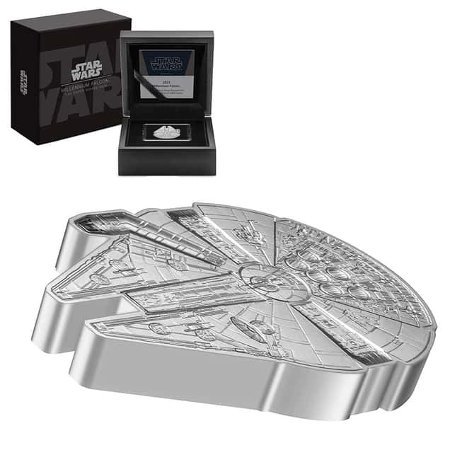 2021 Niue 1 oz Silver Millennium Falcon Star Wars Shaped Coin .999 Fine (w/Box & COA)