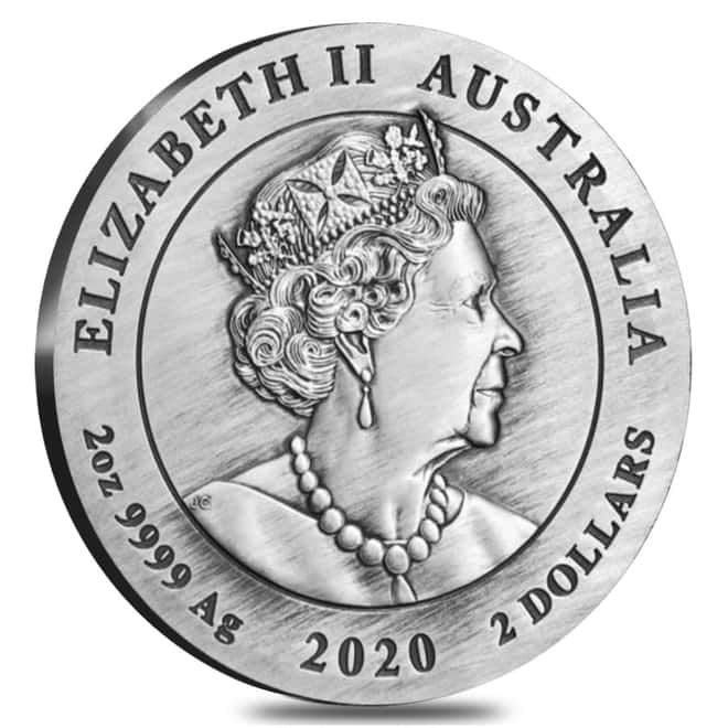 2020 2 oz Antiqued Silver Lunar Year of The Mouse / Rat Australian Perth Mint (w/Box & COA)
