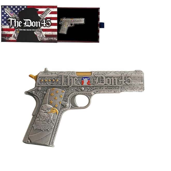1 oz Silver Gun Shaped .45 Caliber Pistol Antiqued .999 Fine (w/Box)