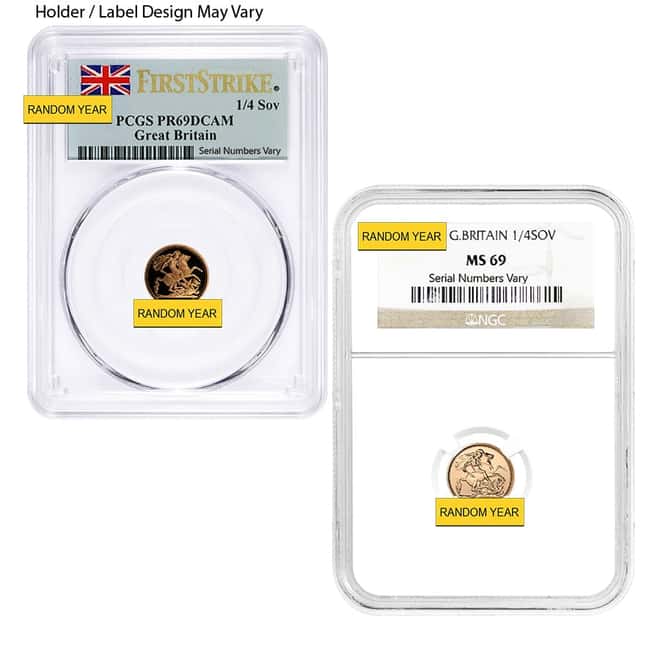 Great Britain Gold 1/4 Sovereign NGC/PCGS MS/PF 69 (Random Year)