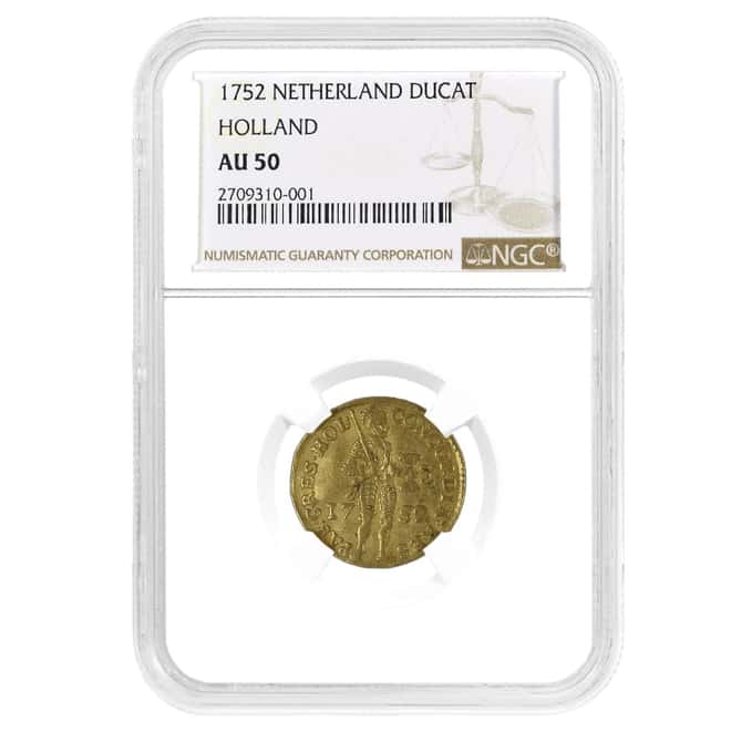 1752 Netherlands 1 Ducat Gold Coin NGC AU 50
