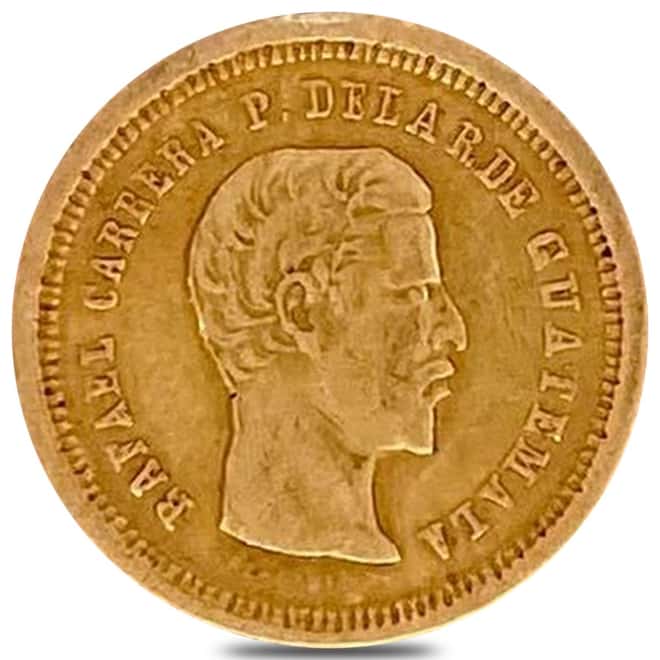 1860-1864 Guatemala 4 Reales Gold Coin Ex-Jewelry Random Year