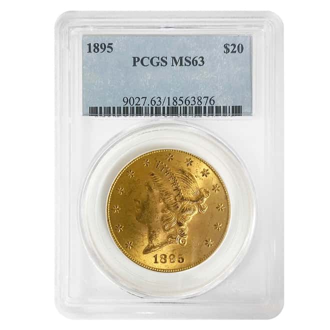 1895 $20 Liberty Head Double Eagle Gold Coin PCGS MS 63