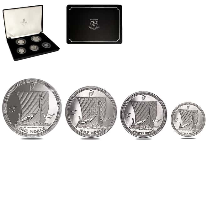 1986 Isle of Man 1.85 oz Proof Platinum Noble 4-Coin Set .9995 Fine (w/Box)
