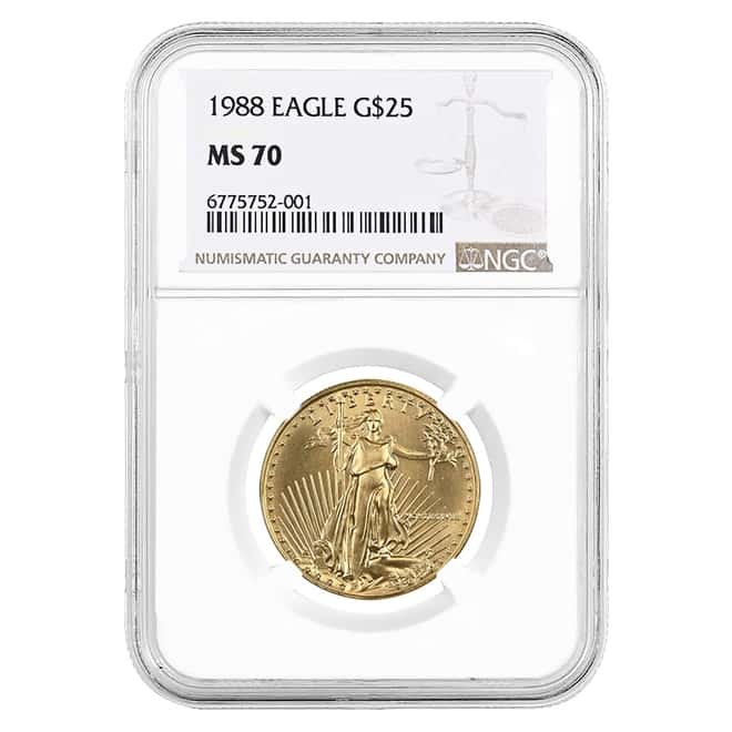 1988 1/2 oz $25 Gold American Eagle NGC MS 70