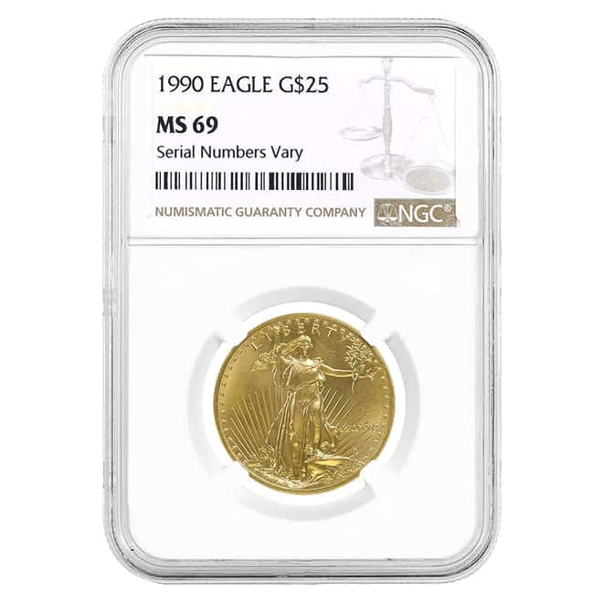 1990 1/2 oz $25 Gold American Eagle NGC MS 69