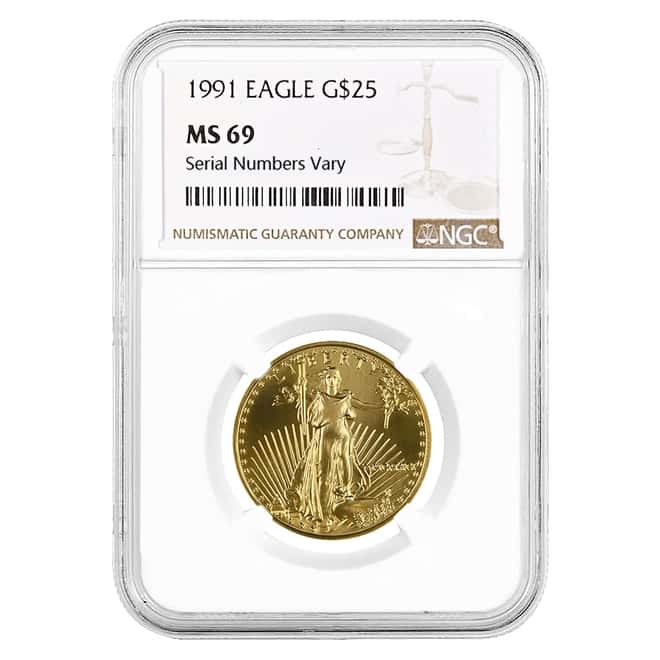 1991 1/2 oz $25 Gold American Eagle NGC MS 69