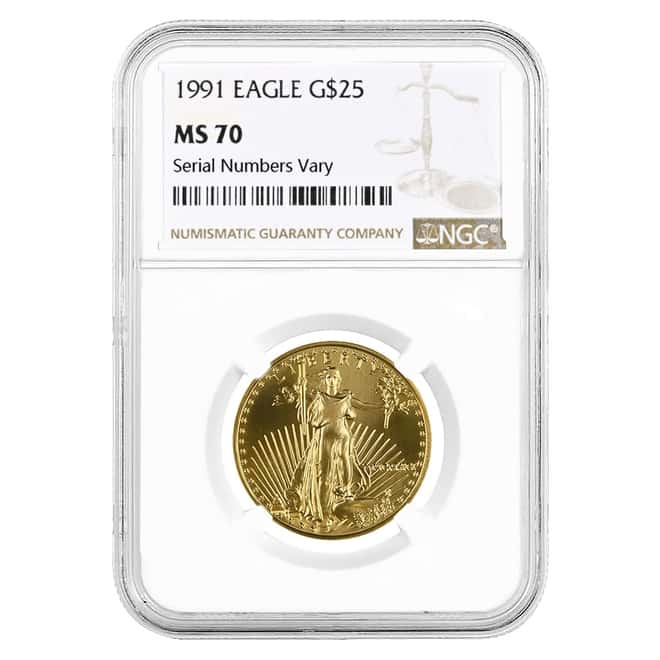 1991 1/2 oz $25 Gold American Eagle NGC MS 70