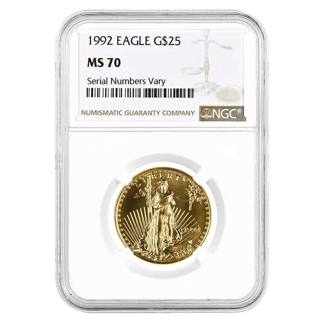 1992 1/2 oz $25 Gold American Eagle NGC MS 70