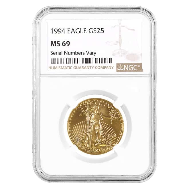 1994 1/2 oz $25 Gold American Eagle NGC MS 69