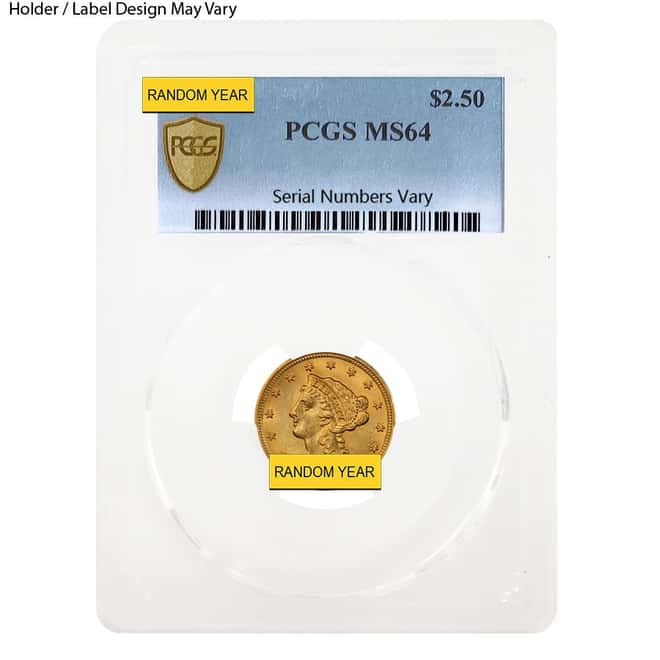 $2.5 Gold Quarter Eagle Liberty Head PCGS MS 64 (Random Year)