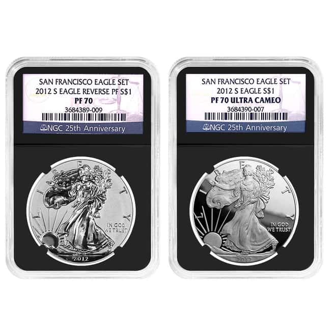2012-S 1 oz Proof Silver Eagle 2-Coin Set NGC PF 70